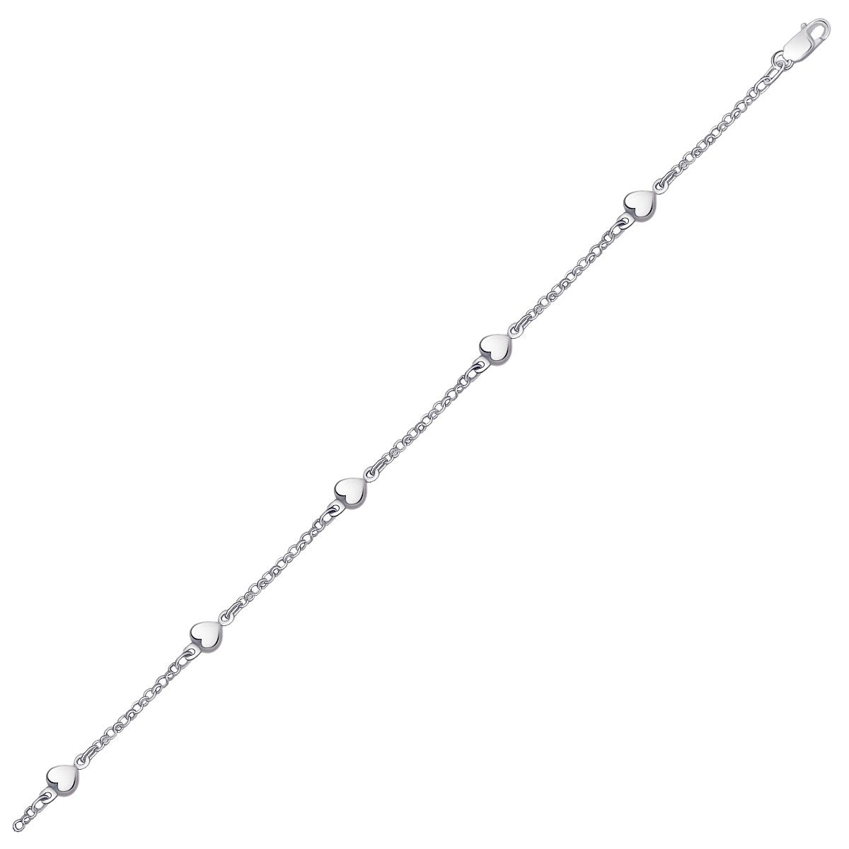 14k White Gold Anklet with Puffed Heart Design by Bids.com