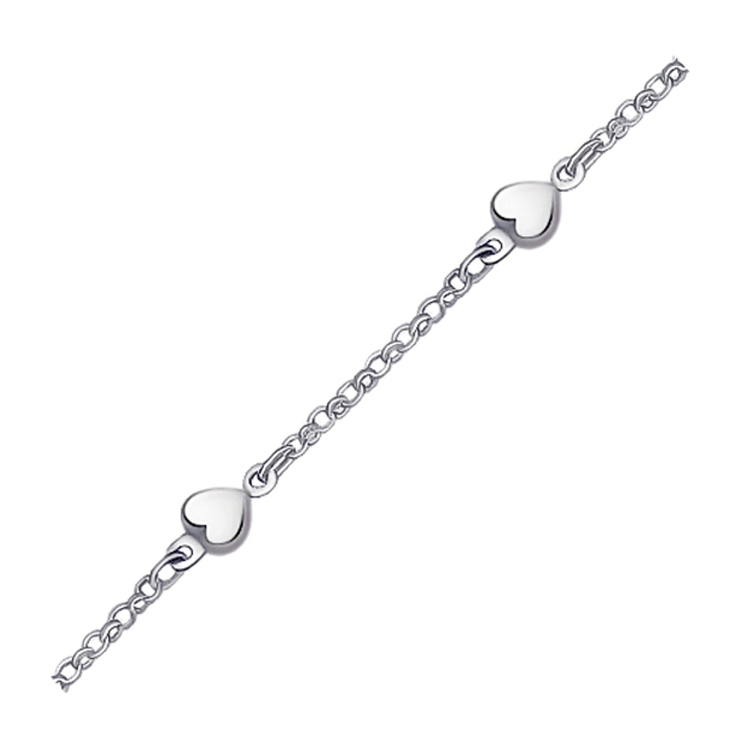 14k White Gold Anklet with Puffed Heart Design by Bids.com