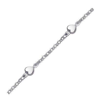 14k White Gold Anklet with Puffed Heart Design by Bids.com