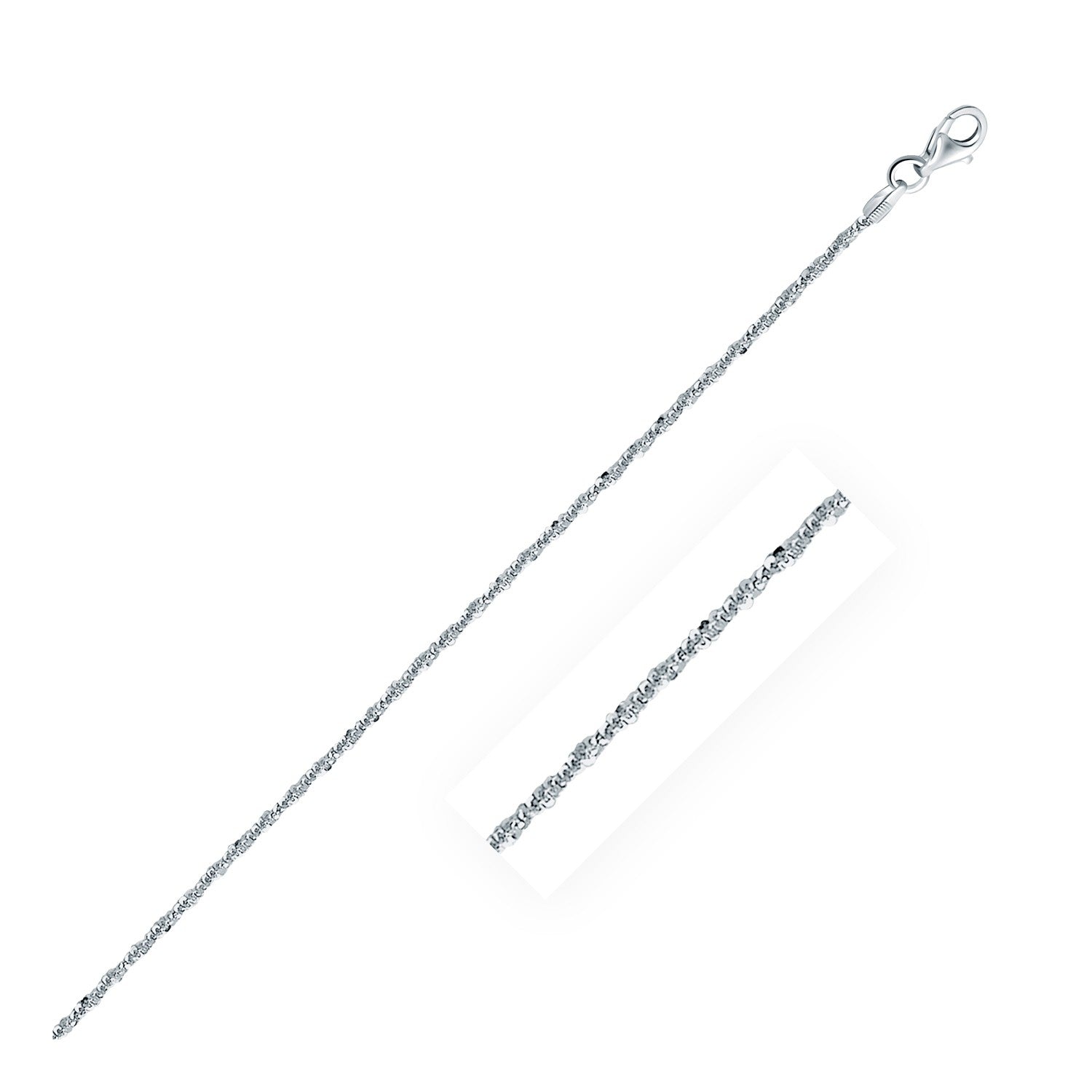 Rhodium Plated Sterling Silver Sparkle Style Chain (1.60 mm) by Avera Group