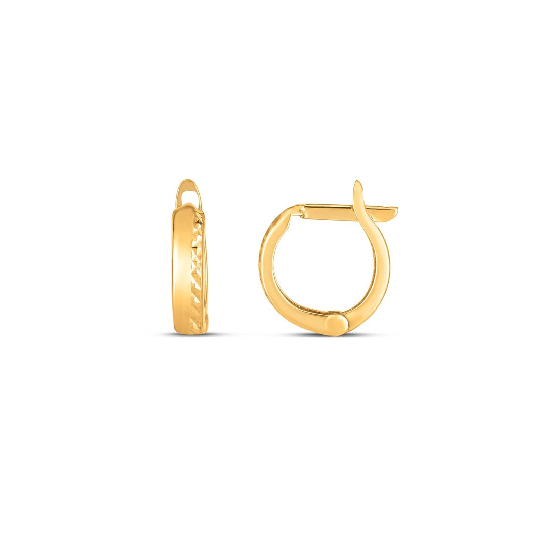 14k Yellow Gold Textured Huggie Hoops(3x10mm) - accessories