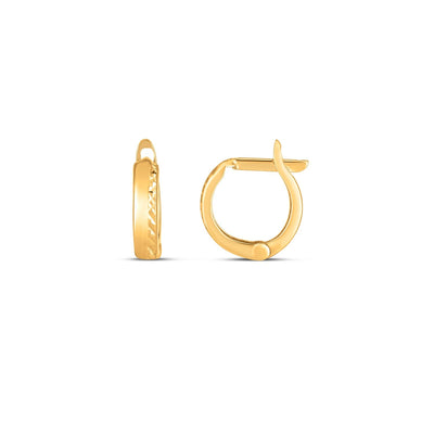 14k Yellow Gold Textured Huggie Hoops(3x10mm) - accessories