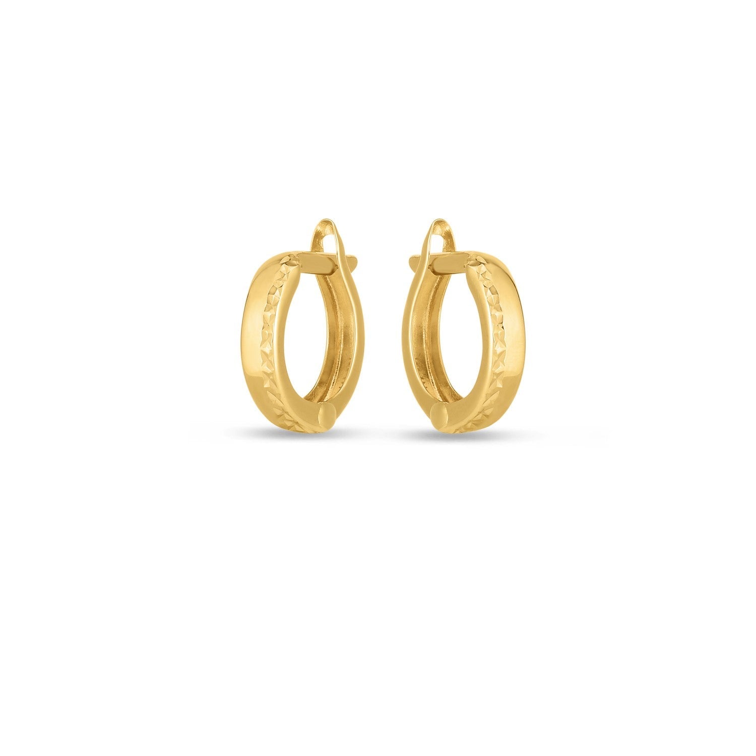 14k Yellow Gold Textured Huggie Hoops(3x10mm) - DestGlow