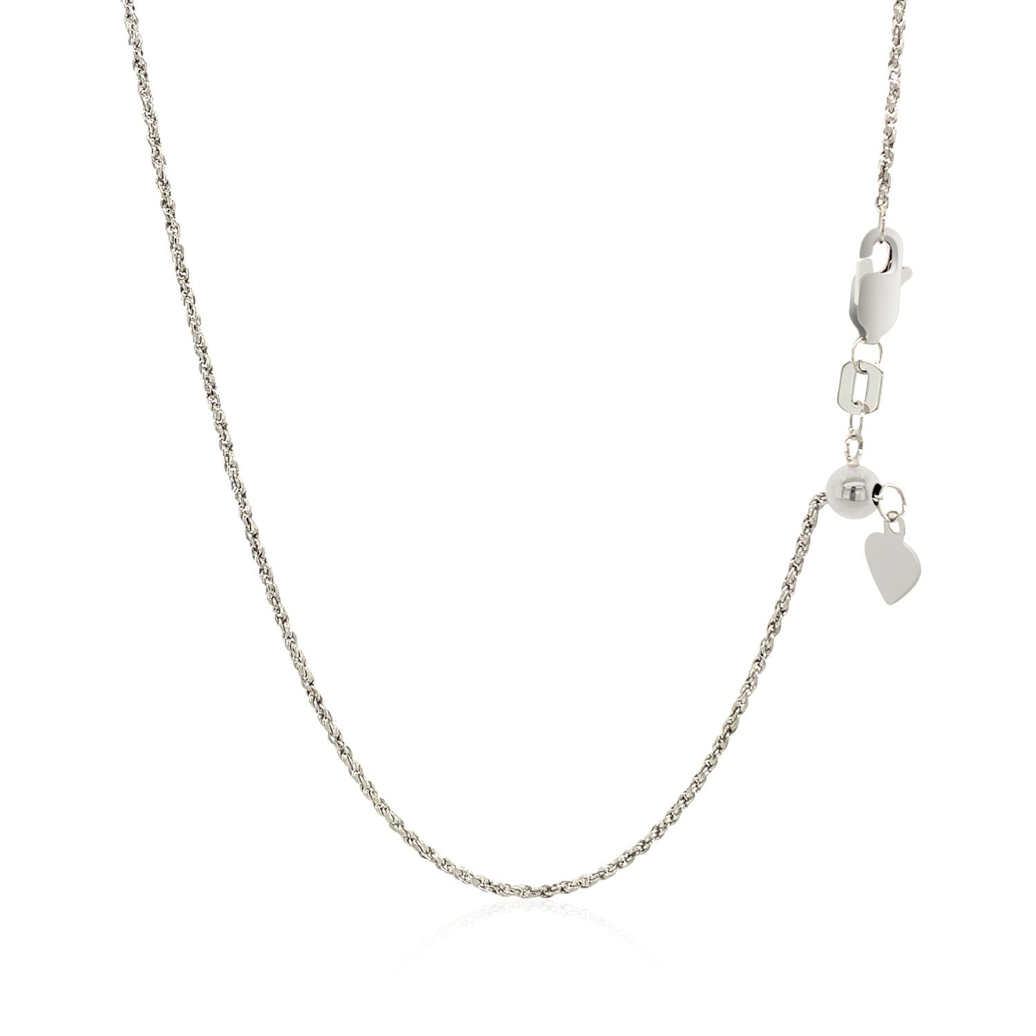 14k White Gold Adjustable Rope Chain 1.0mm by Bids.com