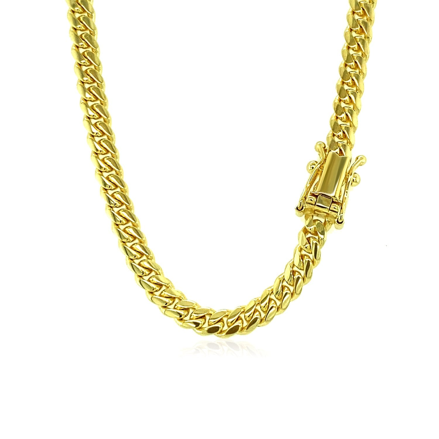 4.0mm 14k Yellow Gold Classic Solid Miami Cuban Chain - DestGlow