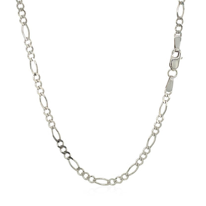 2.6mm 14k White Gold Solid Figaro Chain by Bids.com