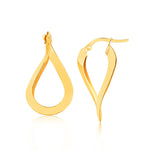 14k Yellow Gold Flat Polished Twisted Hoop Earrings - earrings