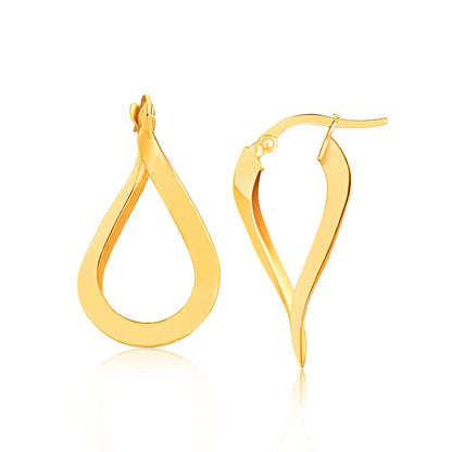 14k Yellow Gold Flat Polished Twisted Hoop Earrings by Bids.com