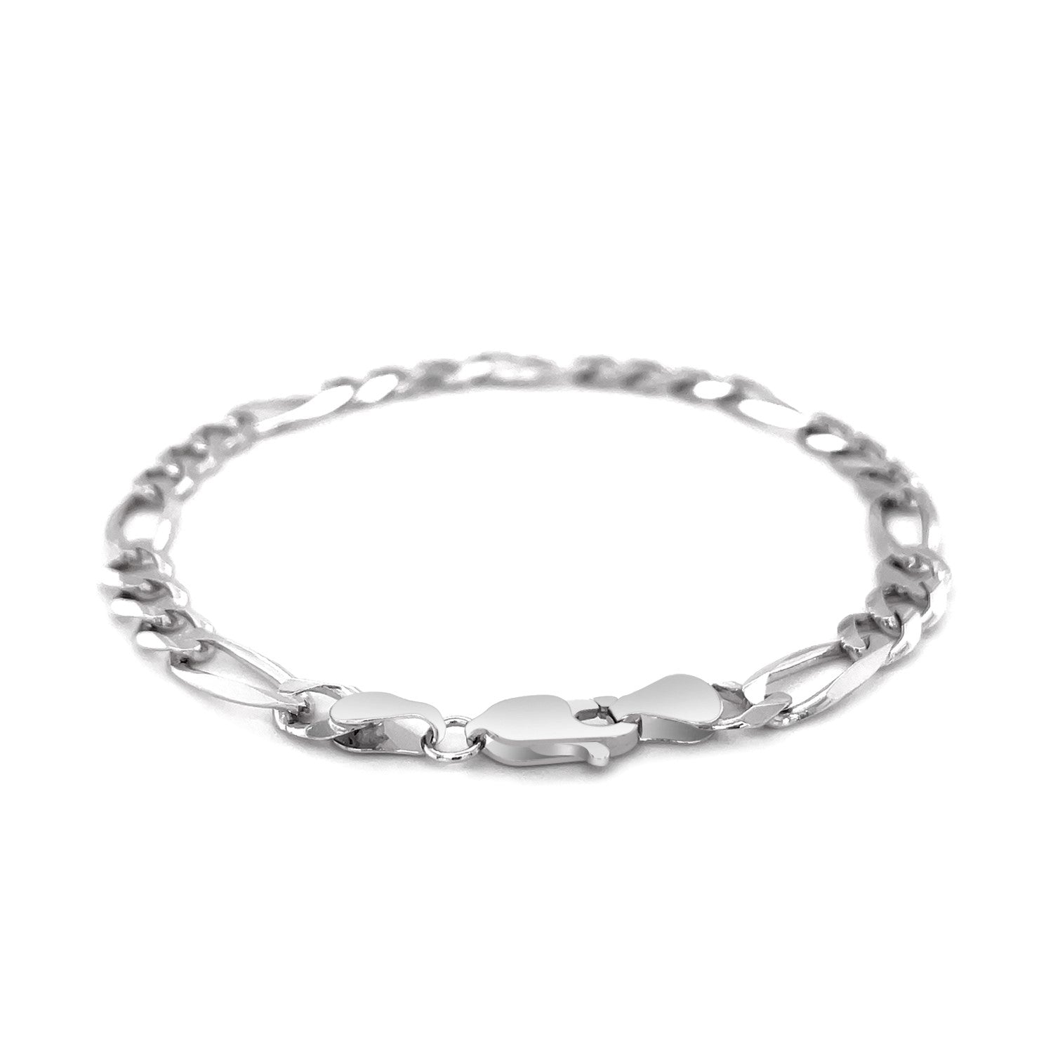 6.0mm 14k White Gold Solid Figaro Bracelet by Bids.com