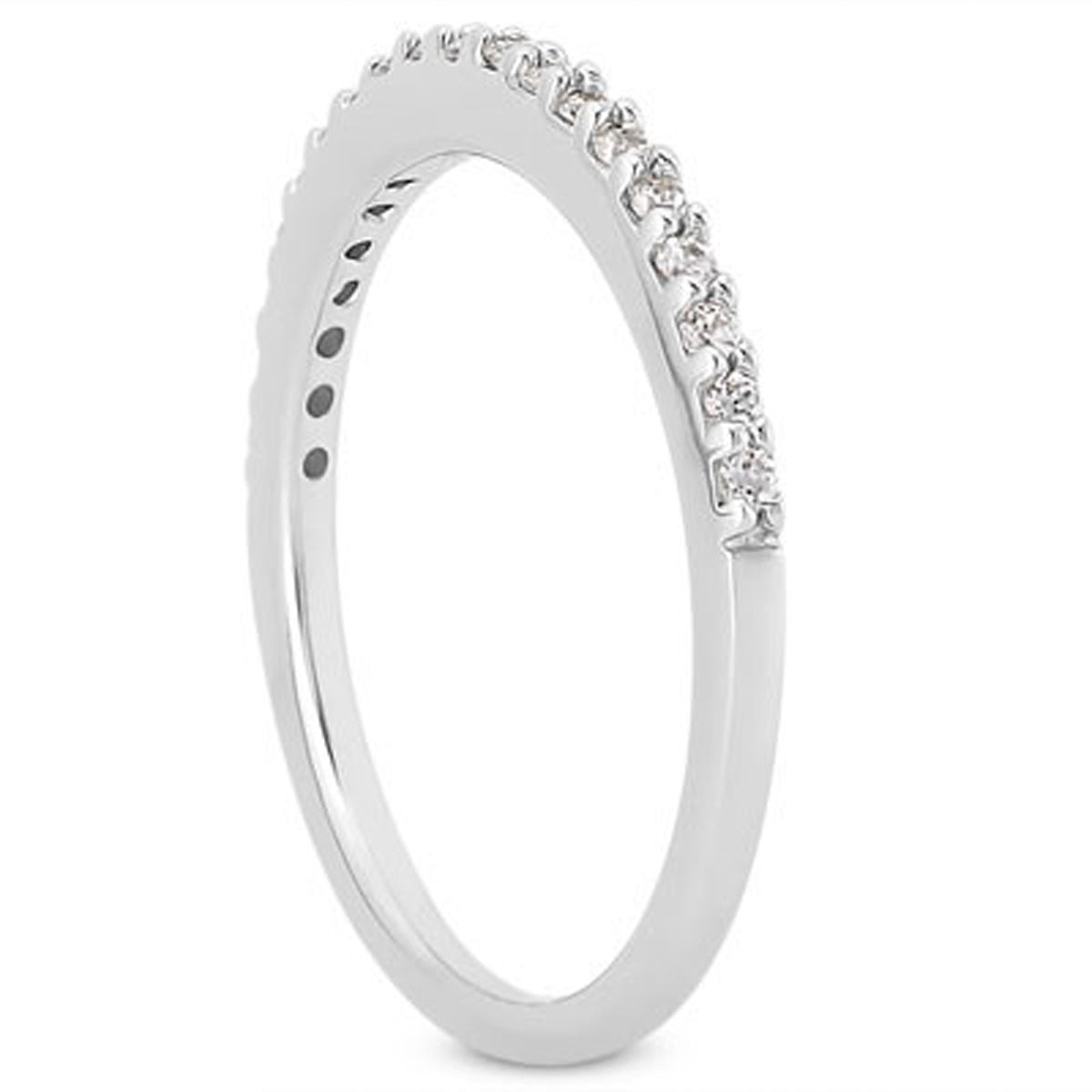 14k White Gold Slim Profile Diamond Micro Prong Diamond Wedding Ring Band by Bids.com