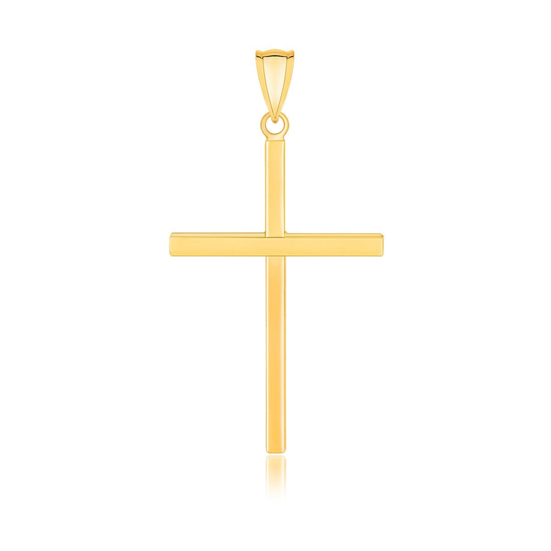 14k Yellow Gold Polished Flat Cross Pendant - necklaces