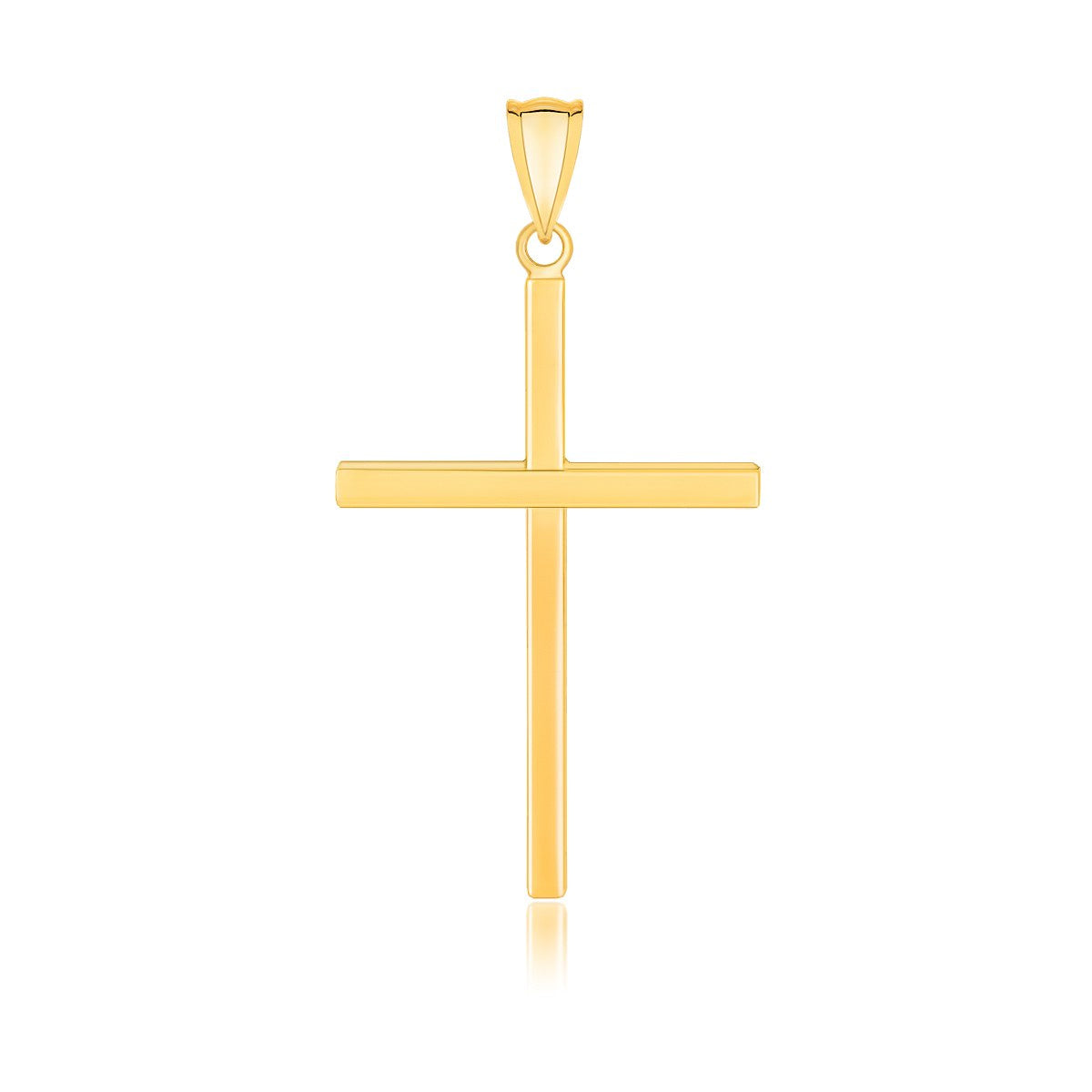 14k Yellow Gold Polished Flat Cross Pendant - necklaces