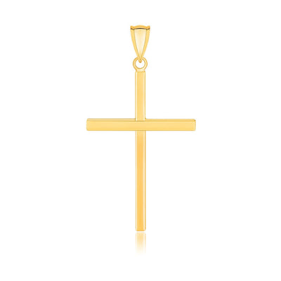 14k Yellow Gold Polished Flat Cross Pendant - necklaces