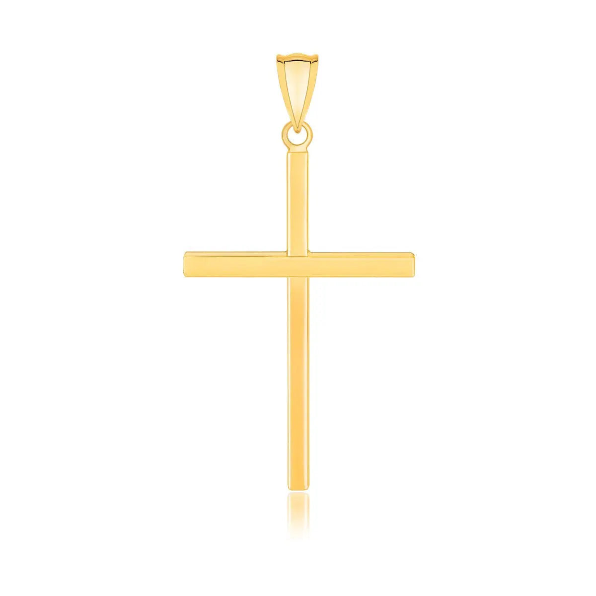 14k Yellow Gold Polished Flat Cross Pendant 