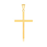 14k Yellow Gold Polished Flat Cross Pendant - necklaces