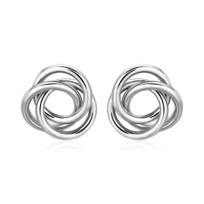 Polished Open Love Knot Earrings in Sterling Silver - DestGlow
