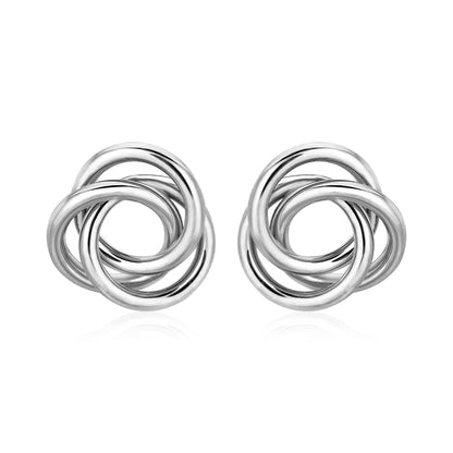 Polished Open Love Knot Earrings in Sterling Silver 