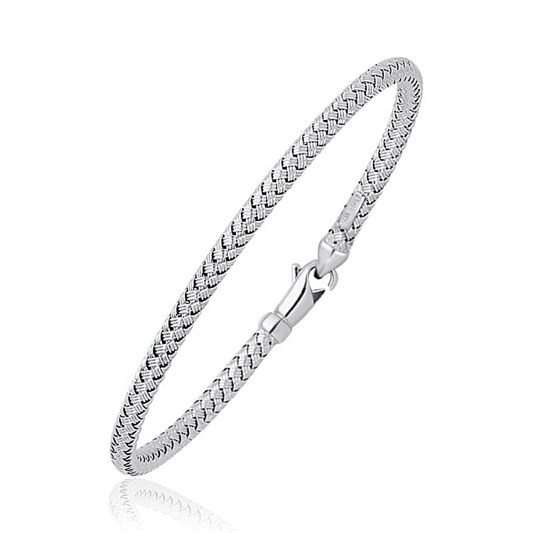 Fancy Weave Bangle in 14k White Gold (3.0mm)  DestGlow