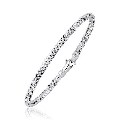 Fancy Weave Bangle in 14k White Gold (3.0mm)  DestGlow