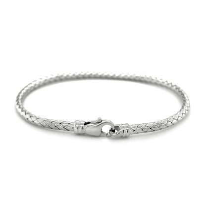 Fancy Weave Bangle in 14k White Gold (3.0mm)  DestGlow
