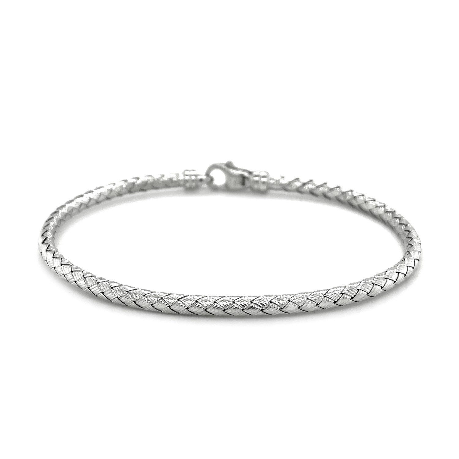 Fancy Weave Bangle in 14k White Gold (3.0mm)  DestGlow