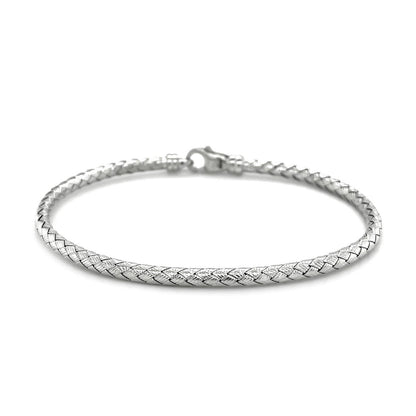 Fancy Weave Bangle in 14k White Gold (3.0mm)  DestGlow