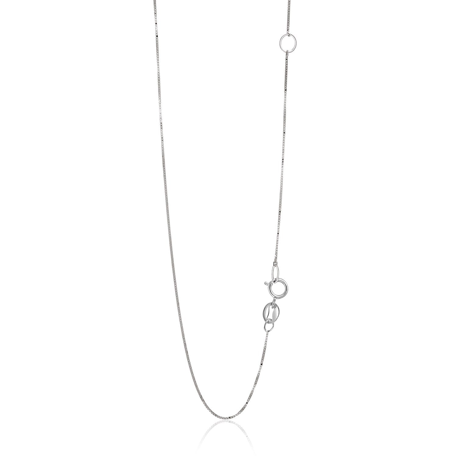 14k White Gold Adjustable Box Chain 0.6mm - necklaces