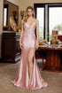 Nox Anabel D1760 Plunging V-Neckline Sequined Applique Prom Gown by DiscountDressShop