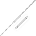 14k White Gold Figaro Chain Fancy Childrens ID Bracelet (3.30 mm)