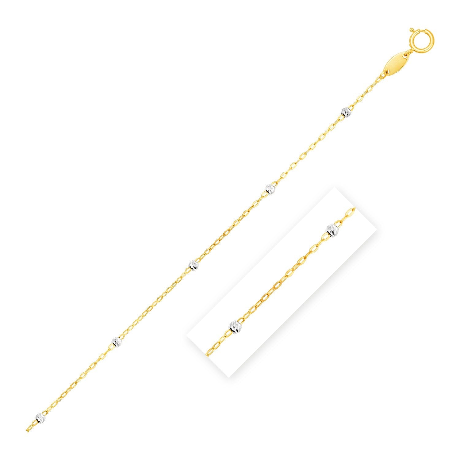 Diamond Cut Bead Links Pendant Chain in 14k Two Tone Gold (3.5mm) - DestGlow