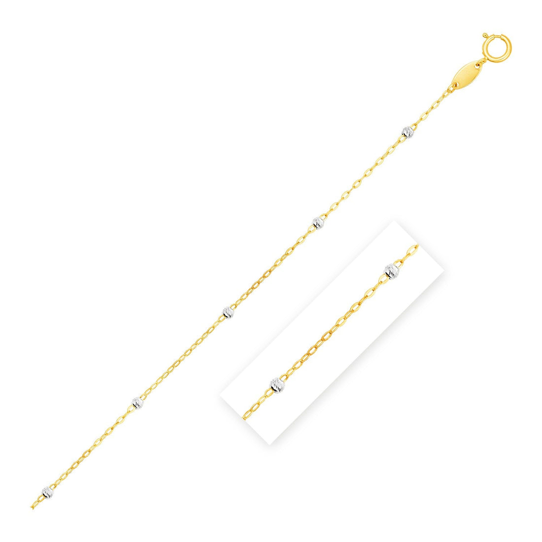 Diamond Cut Bead Links Pendant Chain in Two Tone Gold (3.50 mm) - DestGlow