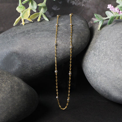 Diamond Cut Bead Links Pendant Chain in 14k Two Tone Gold (3.5mm) by Bids.com