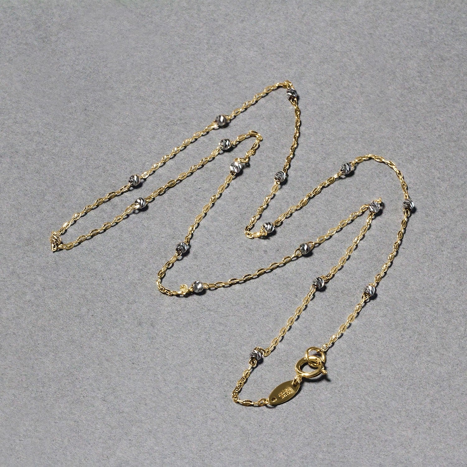 Diamond Cut Bead Links Pendant Chain in 14k Two Tone Gold (3.5mm) by Bids.com