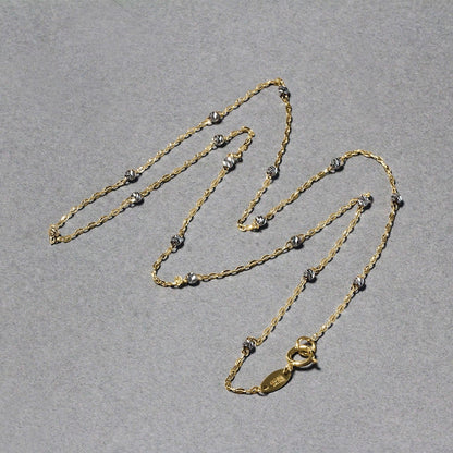 Diamond Cut Bead Links Pendant Chain in Two Tone Gold (3.50 mm) 