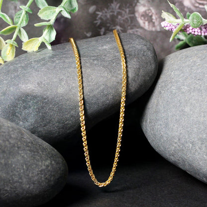 2.1mm 14k Yellow Gold Round Wheat Chain by Bids.com