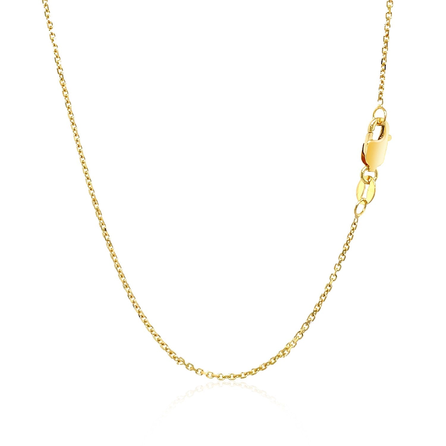 14k Yellow Gold Diamond Cut Cable Link Chain 1.1mm - DestGlow
