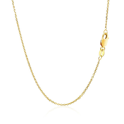 14k Yellow Gold Diamond Cut Cable Link Chain 1.1mm - DestGlow