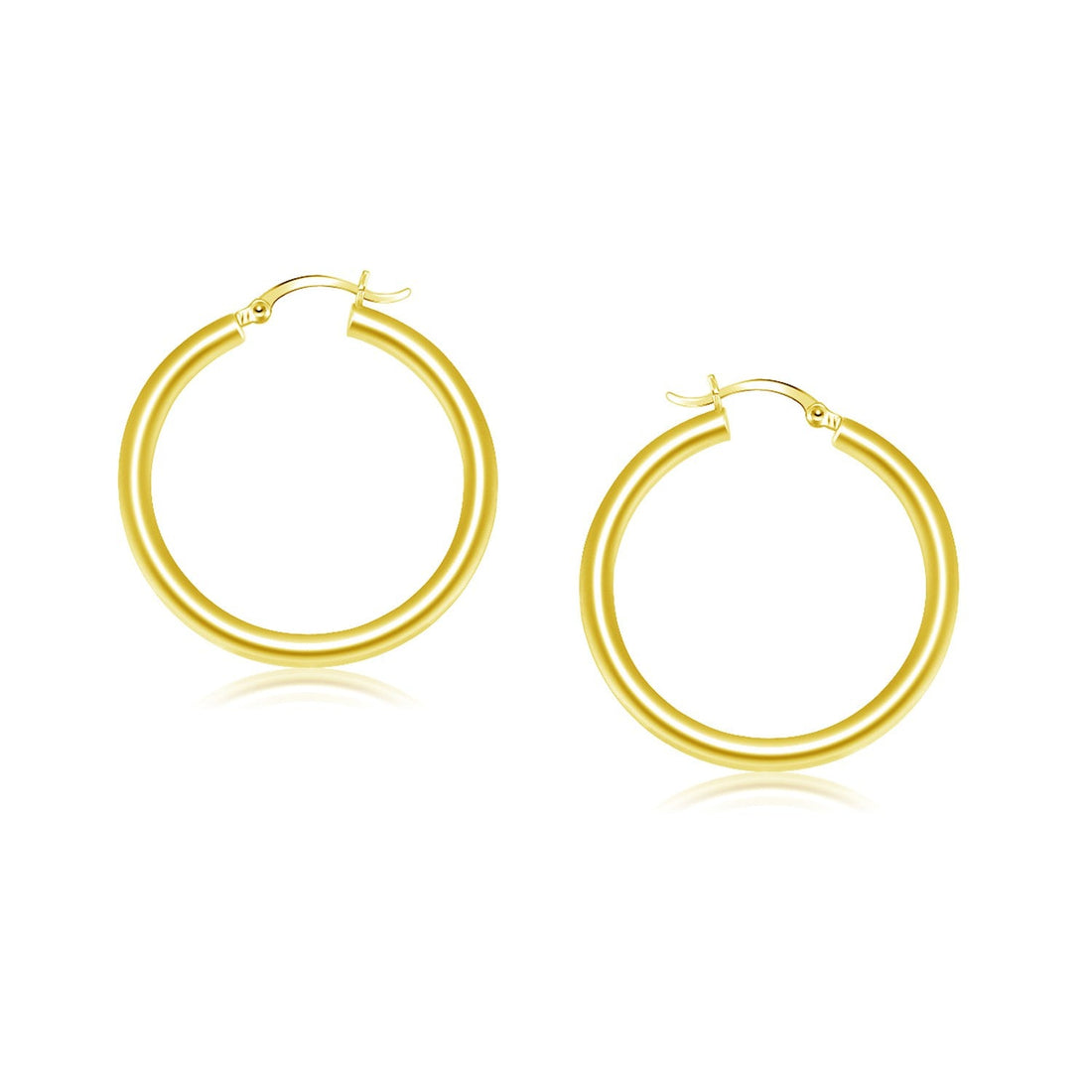 14k Yellow Gold Polished Hoop Earrings (4x25mm) - earrings