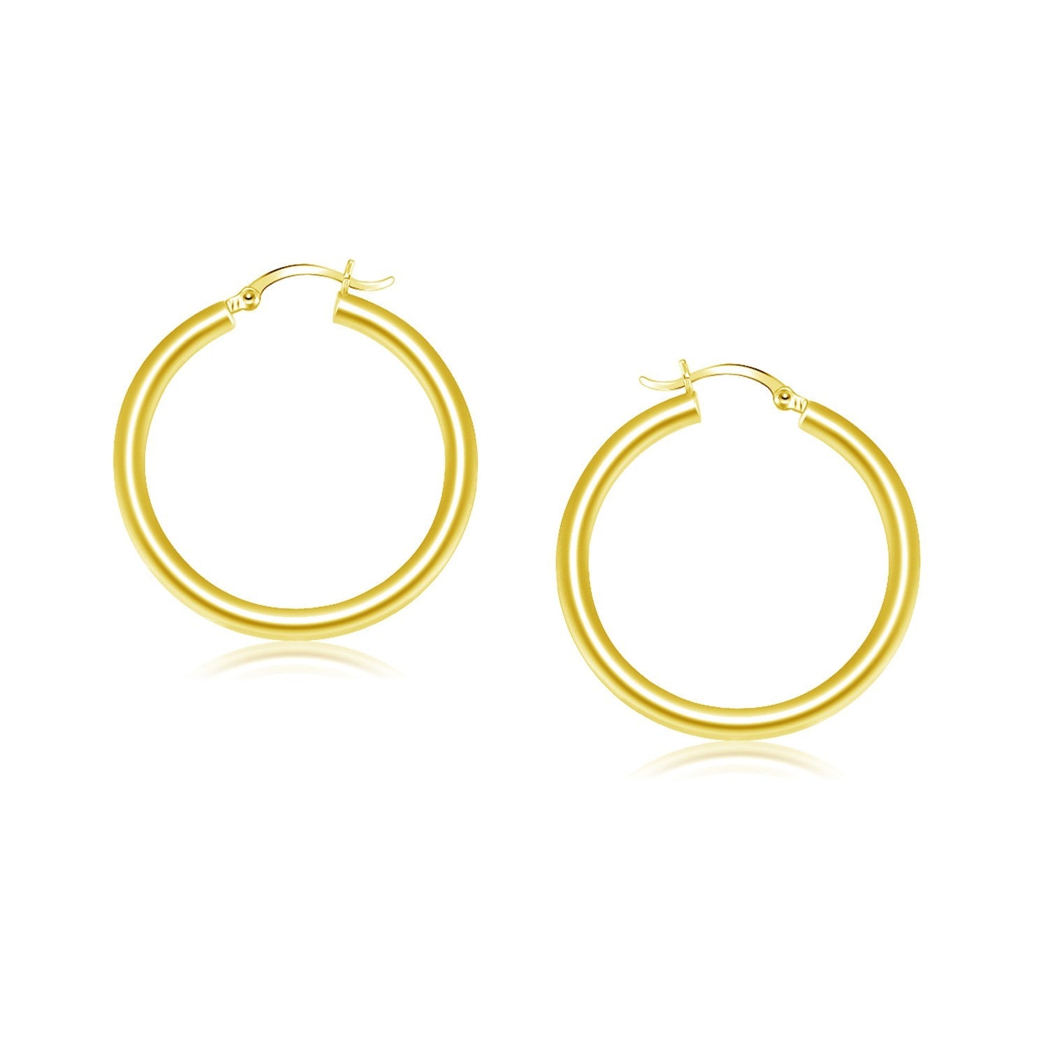 14k Yellow Gold Polished Hoop Earrings (4x25mm) - earrings