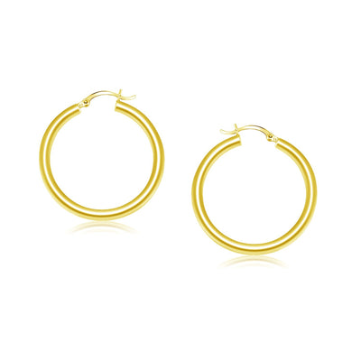 14k Yellow Gold Polished Hoop Earrings (4x25mm) - earrings