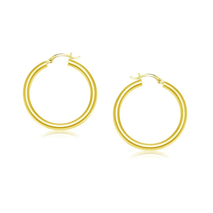 14k Yellow Gold Polished Hoop Earrings (25 mm) 
