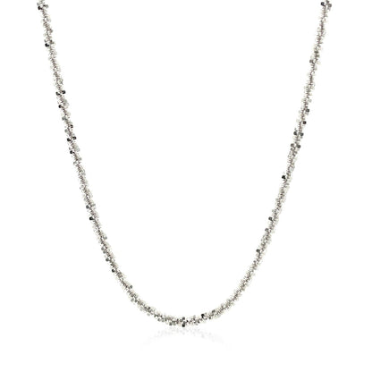 Rhodium Plated 2.2mm Sterling Silver Sparkle Style Chain (2.20 mm) - DestGlow