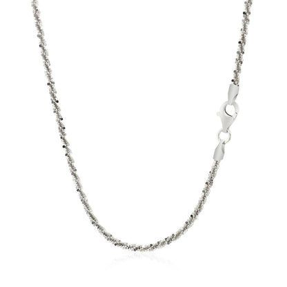 Rhodium Plated 2.2mm Sterling Silver Sparkle Style Chain (2.20 mm) - DestGlow
