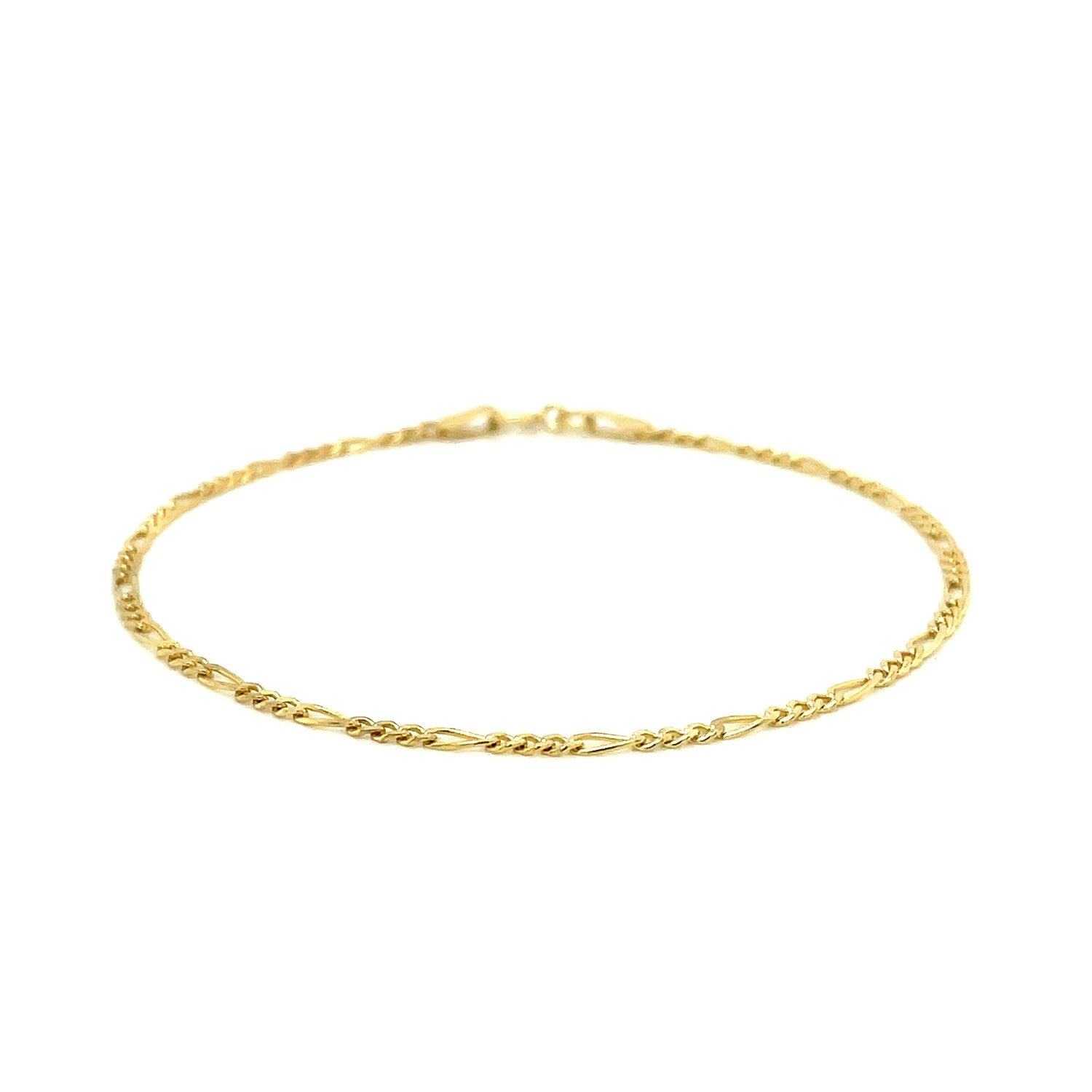 14k Yellow Gold Figaro Bracelet 1.5mm - DestGlow