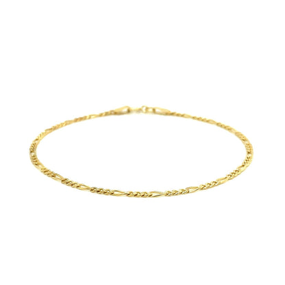 14k Yellow Gold Figaro Bracelet 1.5mm - DestGlow