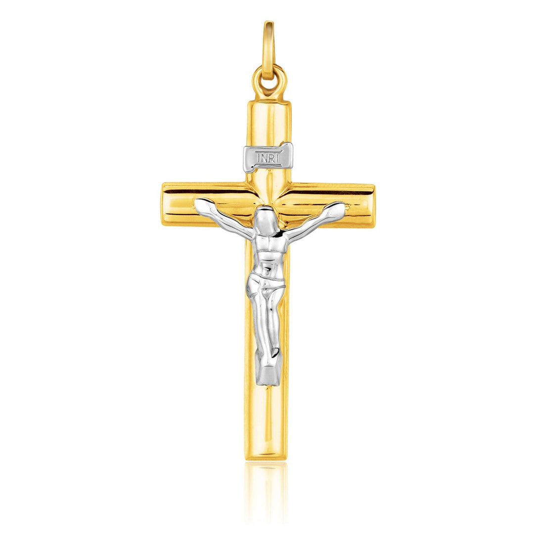 14k Two Tone Gold Cross Pendant - necklaces