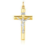 14k Two Tone Gold Cross Pendant - necklaces