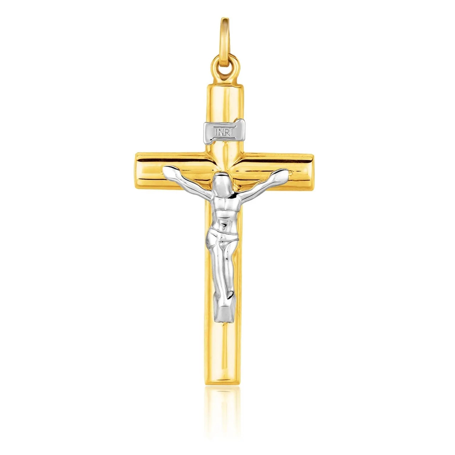 14k Two Tone Gold Cross Pendant 