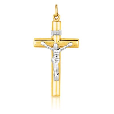 14k Two Tone GoldCross Pendant - necklaces