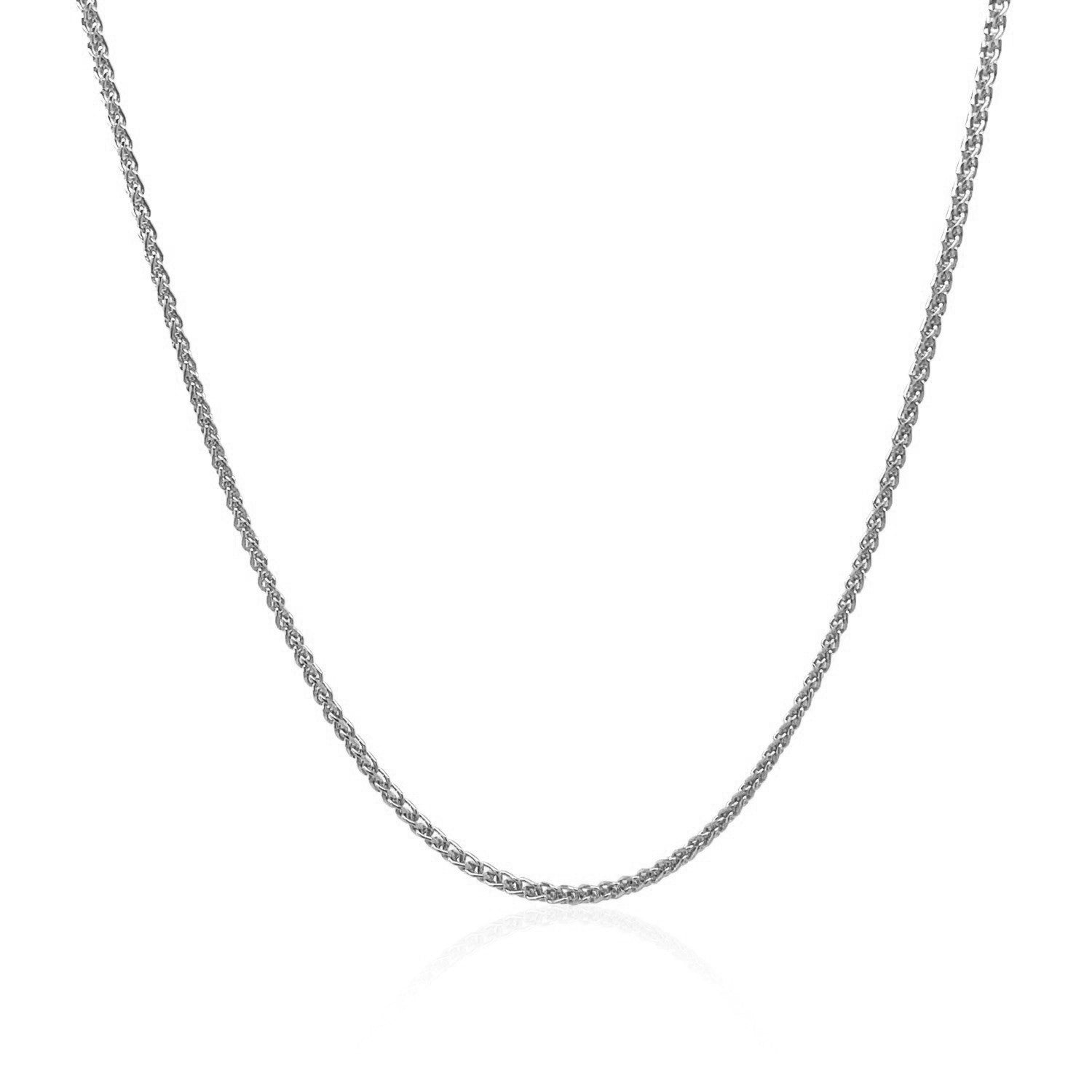 14k White Gold Diamond Cut Round Wheat Chain 1.2mm by Bids.com